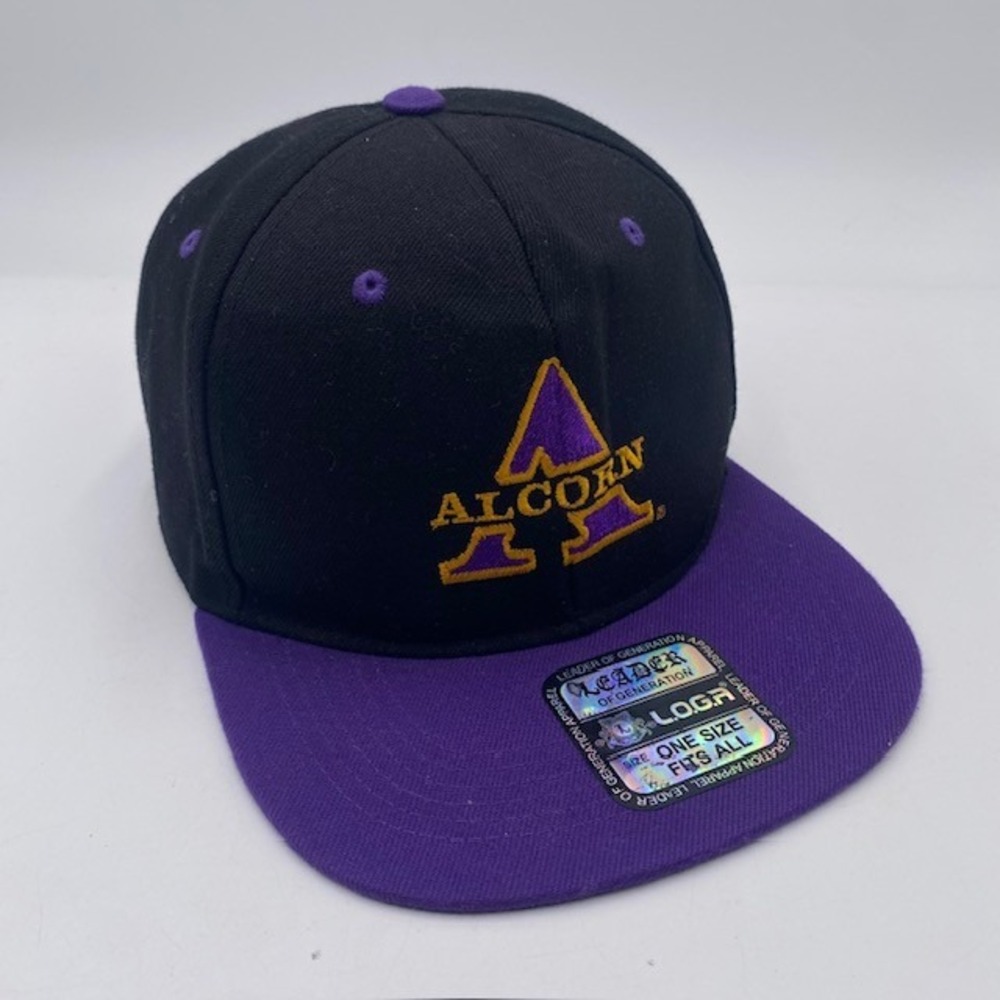 ALCORN STATE Braves Leader of Generation Snapback Hat Mens Black Purple HBCU Cap